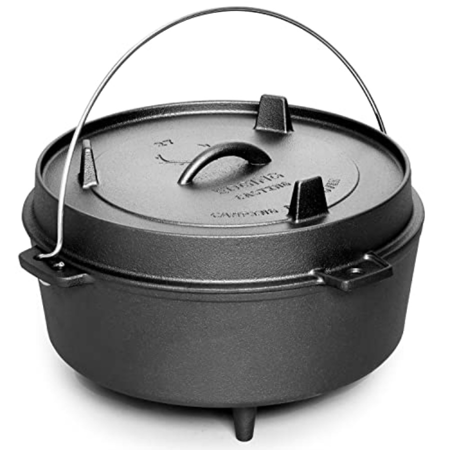 Camping Cooking Dutch Oven - Olla de hierro fundido precurada con