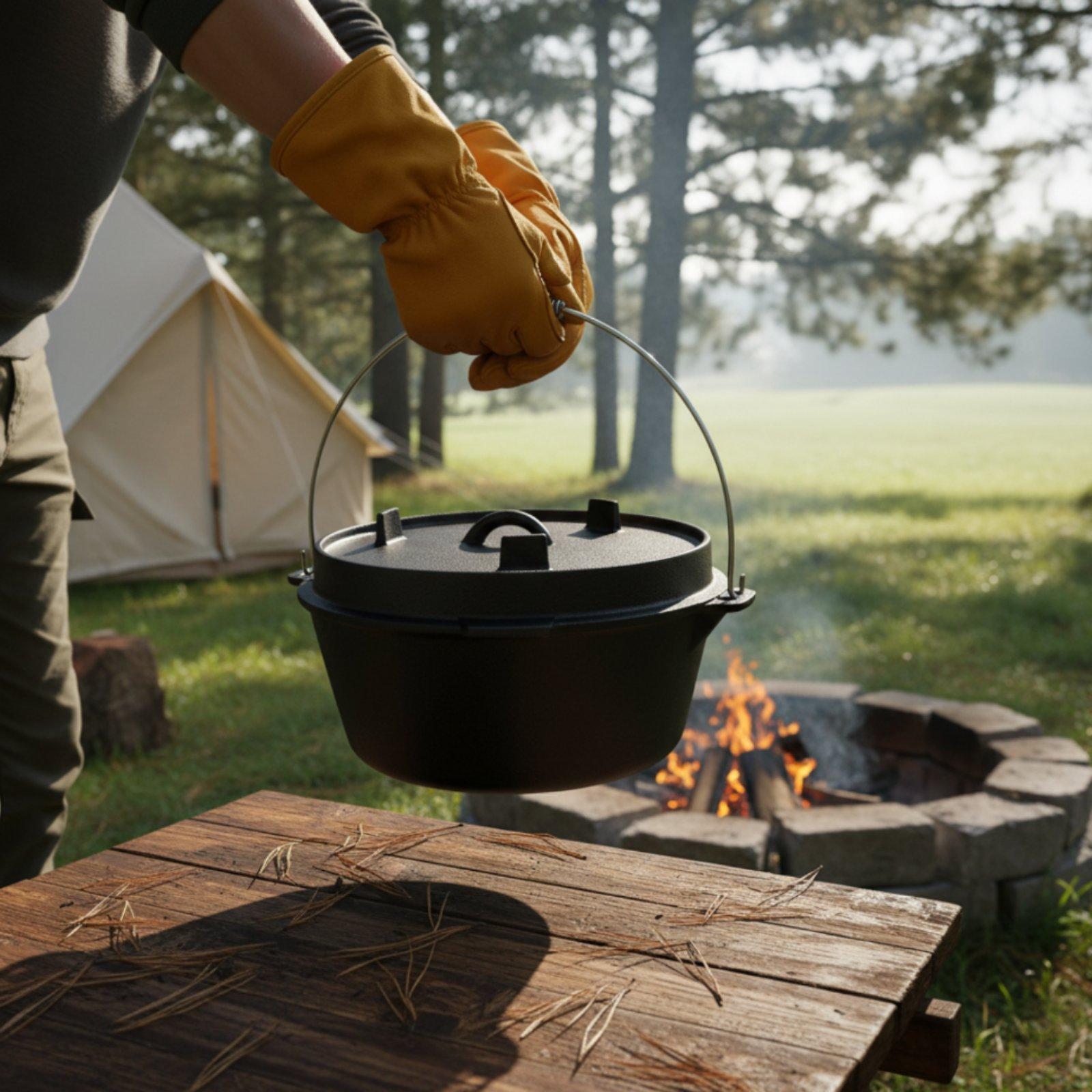 Camping Cooking Dutch Oven - Olla de hierro fundido para cocinar