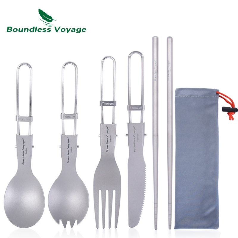 Camping Cooking Plate - Cubiertos de titanio para acampar, cuchara