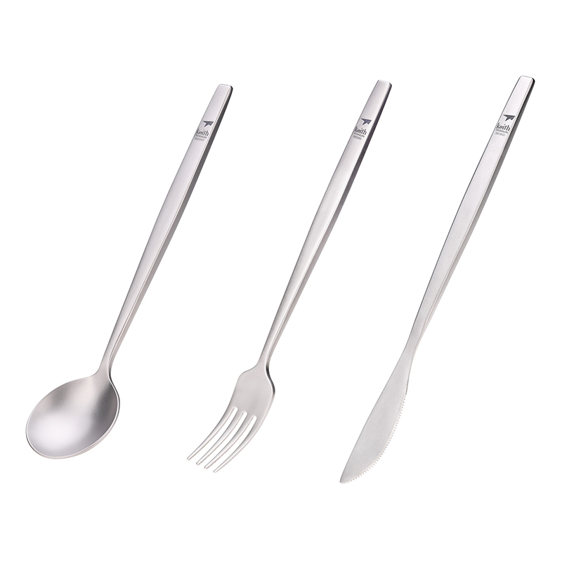 Camping Cooking Utensils Kit - Keith-cuchara portátil de titanio, tenedor, cuchillo,