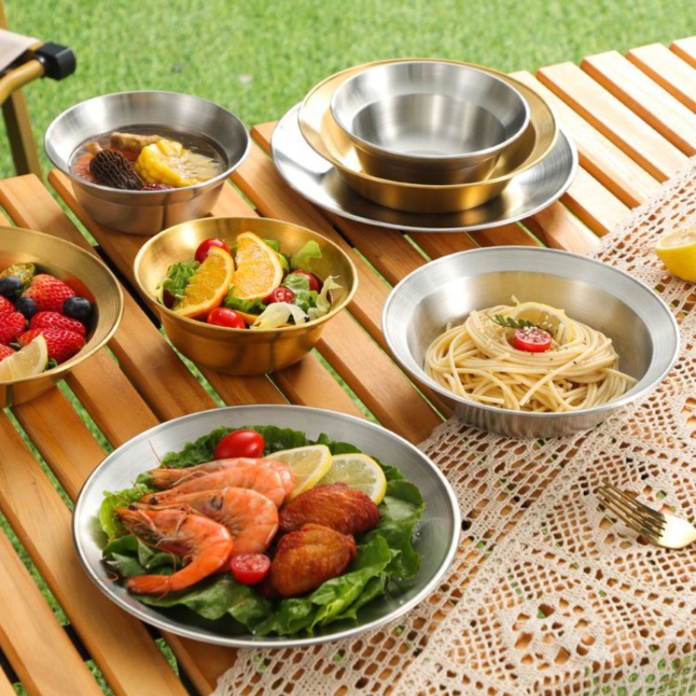 Camping Cooking Plate - Juego de cubiertos de acero inoxidable,