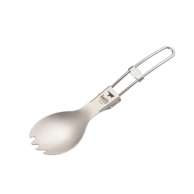 Camping Cooking Utensils Kit - Vajilla bacteriostática portátil de titanio, mango