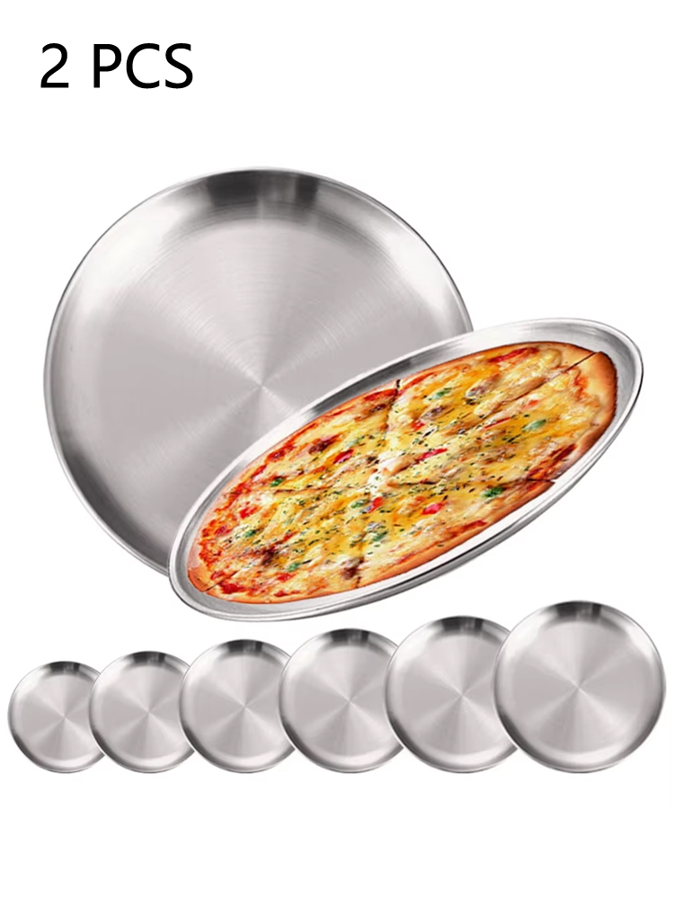 Camping Cooking Plate - 2 Platos Redondos de Acero Inoxidable