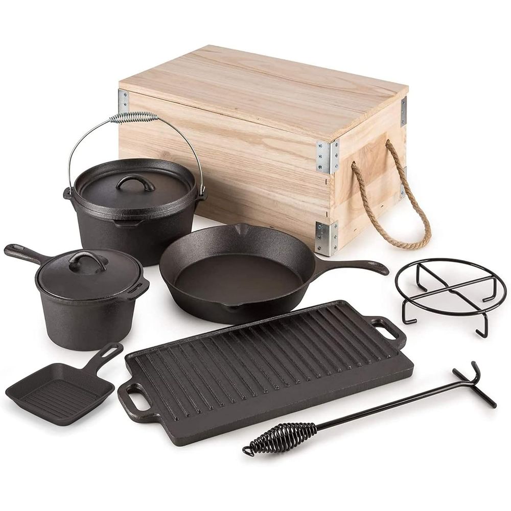 Camping Cooking Dutch Oven - Juego de 8 piezas de utensilios