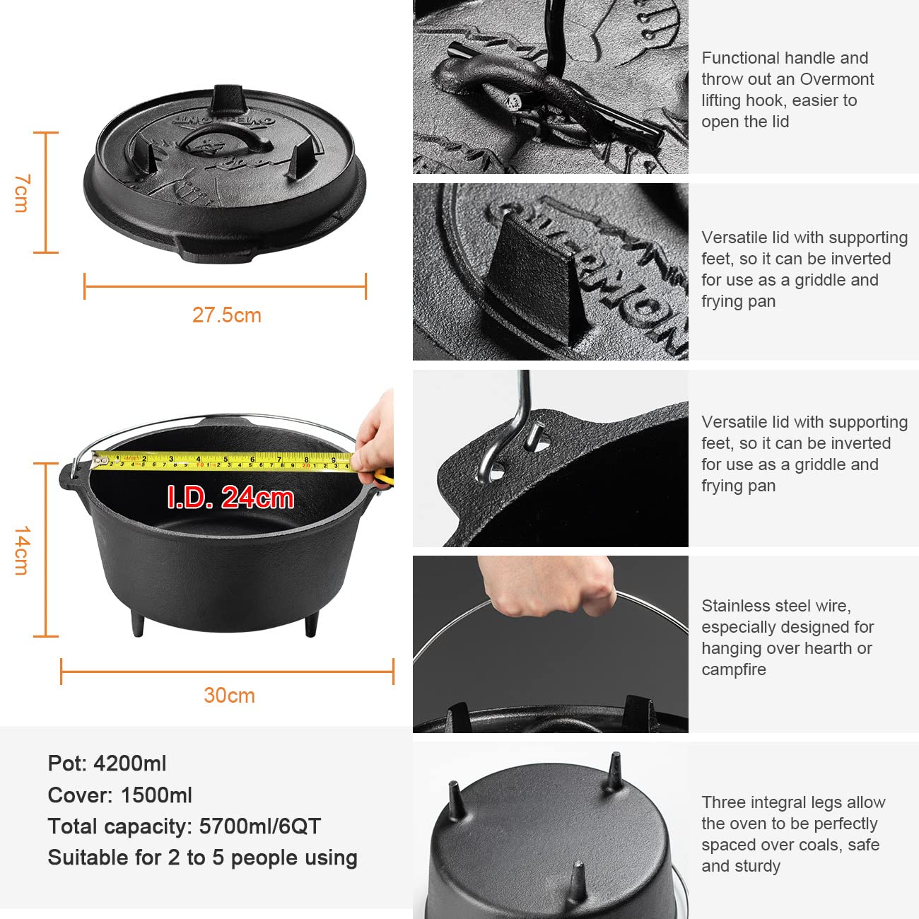 Horno holandés de campamento d - Camping Cooking Dutch Oven reseña y precio