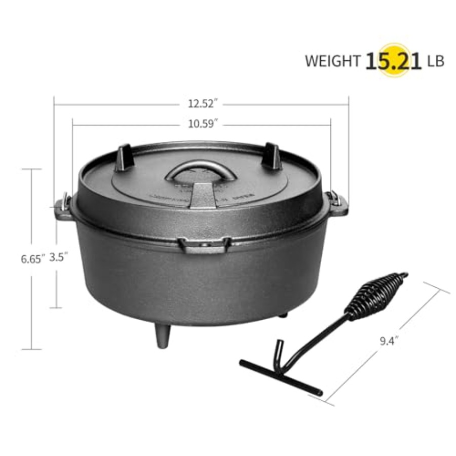 Olla de hierro fundido precura - Camping Cooking Dutch Oven reseña y precio
