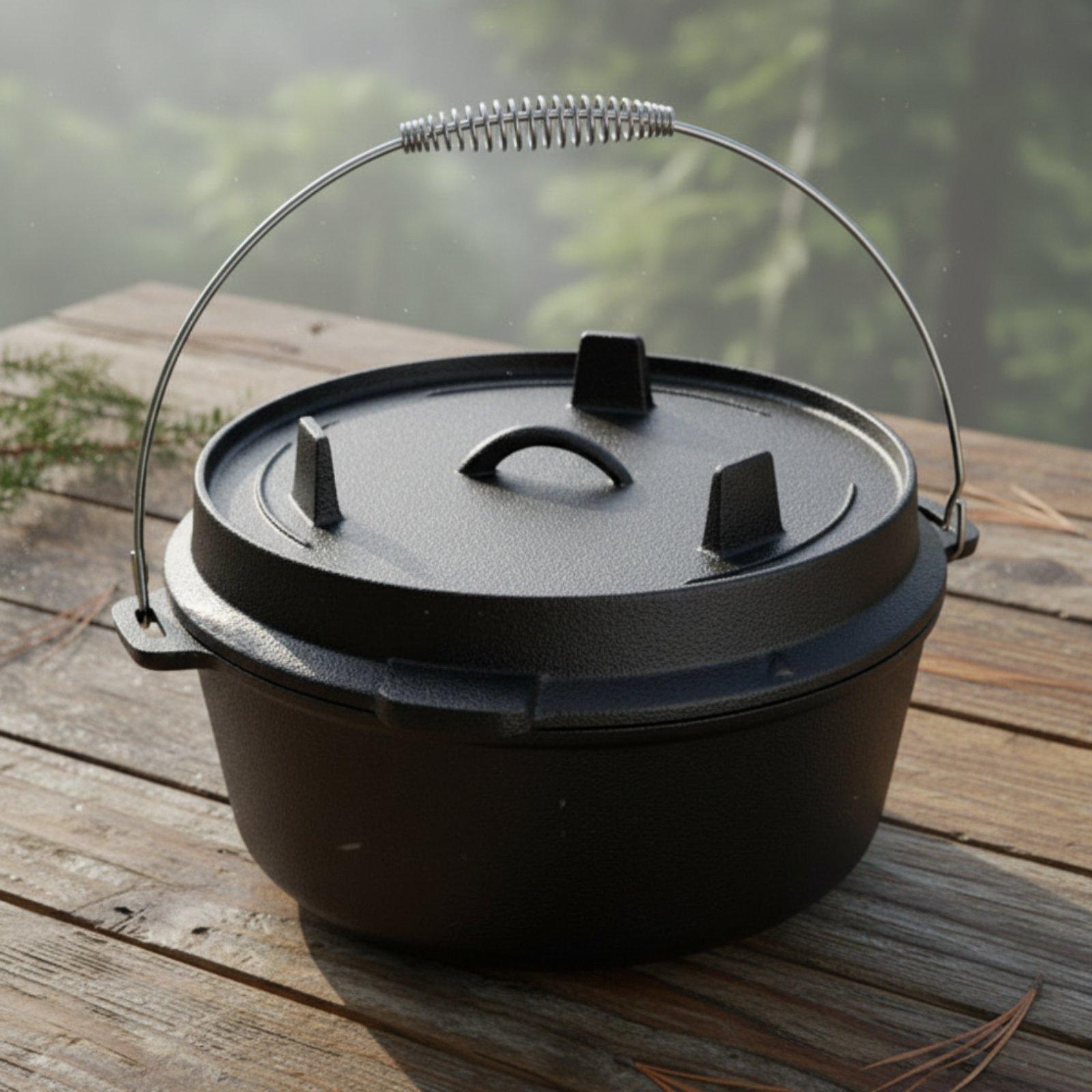 Olla de hierro fundido para co - Camping Cooking Dutch Oven reseña y precio