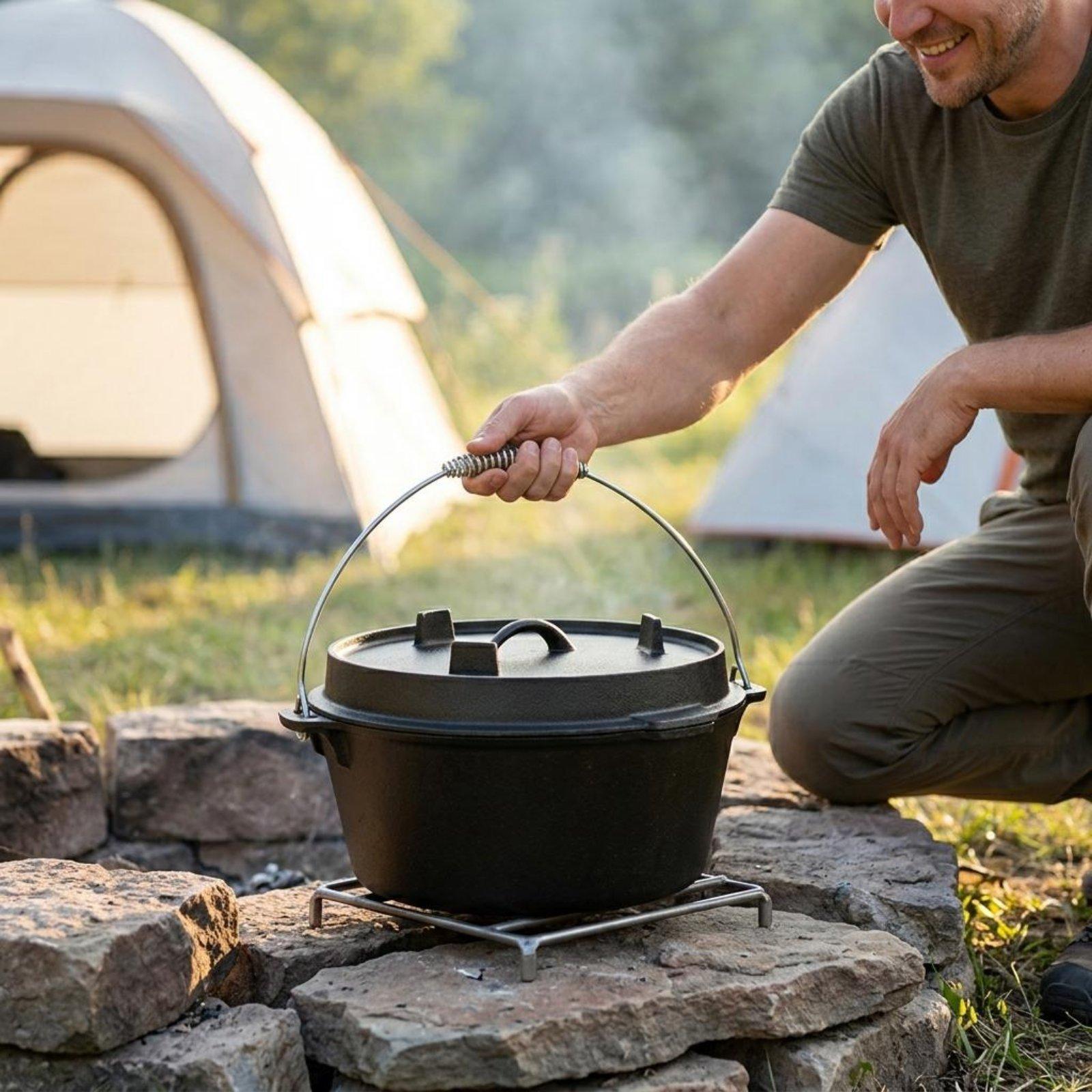 Olla de hierro fundido para co - Camping Cooking Dutch Oven reseña y precio