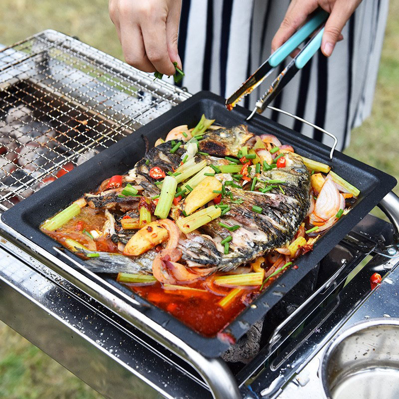 Sartén cuadrada gruesa para ex - Camping Cooking Plate reseña y precio